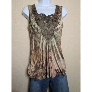 Unity World Wear Sheer Beaded Embellished Sleeveless Top PM Boho Ethnic Festival